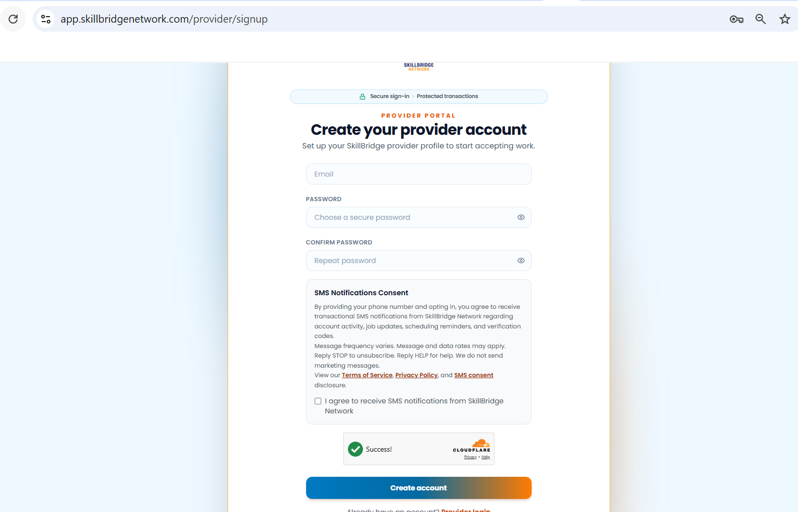 Provider Sign Up